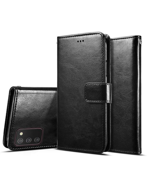 Samsung Galaxy A71 5G (2020) Vegan PU Leather Flip Book Style Wallet Case Cover